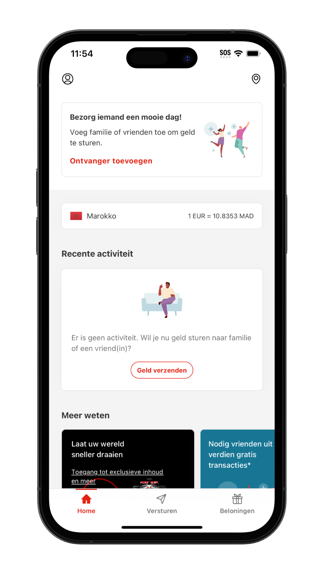 Verzend geldoverdrachten op het MoneyGram App-scherm