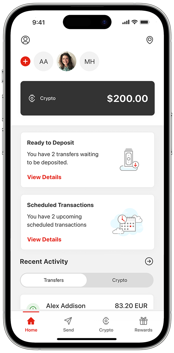 Phone image with the MoneyGram Money Transfer App