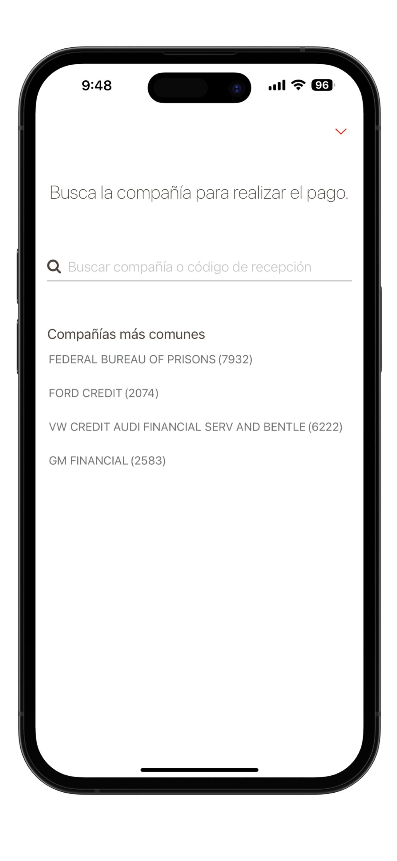 Busque una pantalla de facturación en la aplicación MoneyGram