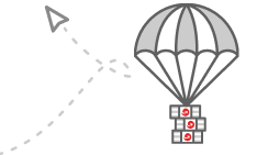 Geld met parachute pictogramafbeelding