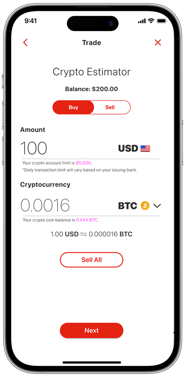 MoneyGram Money Transfer App Buy Crypto - Select Purchase Amount